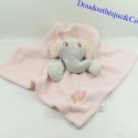 Flat blanket elephant TOM & KIDDY pink square embroidery heart 38 cm