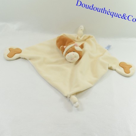 Flat cow cuddly toy GIPSY 2 large legs and 2 knots beige 26 cm