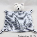 Flat cuddly bear VERTBAUDET striped navy blue white 25 cm