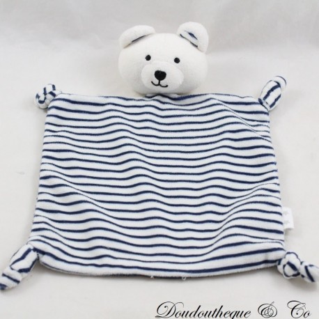 Flacher Kuschelbär VERTBAUDET gestreift marineblau weiß 25 cm Flacher Kuschelbär VERTBAUDET gestreift marineblau weiß 25 cm
