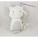 Musical cuddly toy cat OBAIBI reversible gray white 23 cm