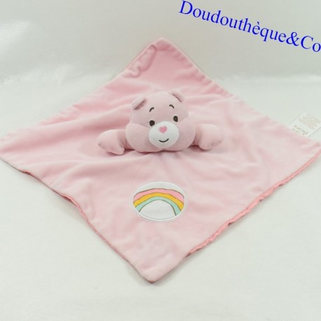 Doudou Plattbär CARE BEARS BABY Les Bisounours Rose Grosfarceur Glocke 28 cm