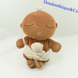 Peluche bébé DPAM Du pareil au même bébé marron couche doudou ours 27 cm