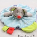 Flat mouse blanket BABY NAT' Marceau blue green round BN0266