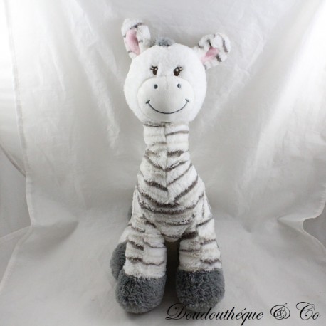 Peluche zèbre ZDT ACTION anneau dentition gris blanc 36 cm