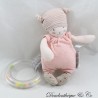 Doudou rattle Moon cat MOULIN ROTY The little Dodos gray pink 14 cm