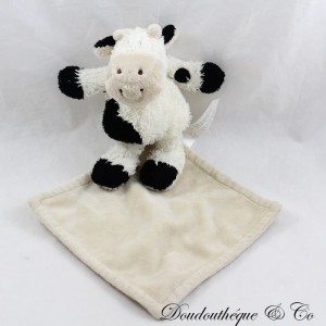 Doudou handkerchief cow HAPPY HORSE black beige hole behind 20 cm