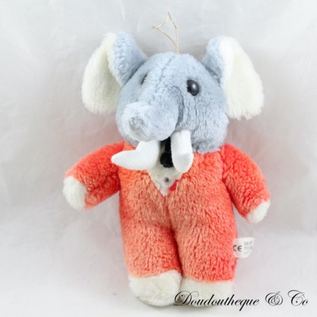 Elefante di peluche VAN DE WALLE Tuta rossa vintage