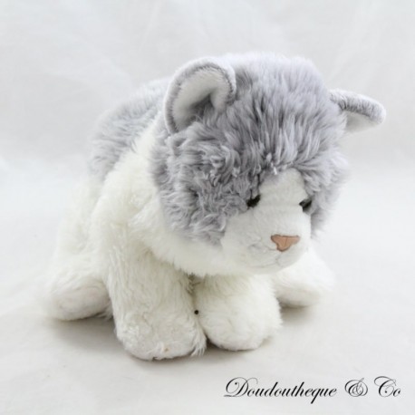 Peluche chat LASCAR gris blanc