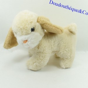 Plüschhund BOULGOM beige zieht an der Zunge vintage pouet-pouet 20 cm