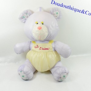 Plüschbär BIKIN Puffalump Fallschirm Leinwand I love you gelb lila Vintage 45 cm
