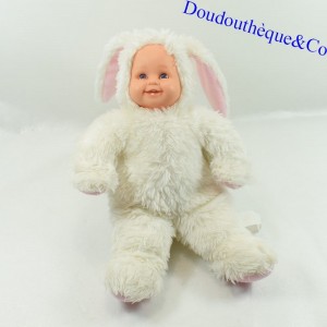 Puppe Baby Hase ANNE GEDDES weiß rosa blaue Augen Baby Hasen 30 cm