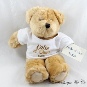 Peluche ours FOLIE D'OURS Tee shirt blanc