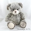 Peluche ours LA GRANDE RECRE marron chine assis 25 cm SOS doudou
