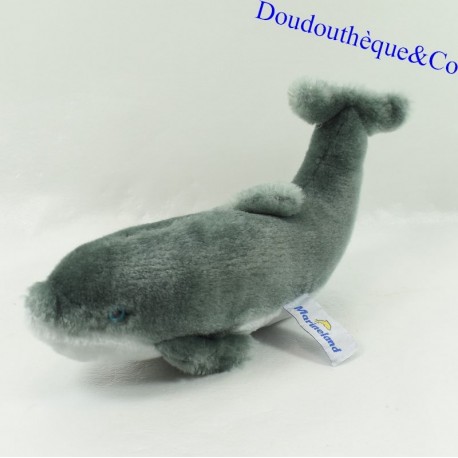 Peluche dauphin ou Requin  MARINELAND gris poils ras 22 cm