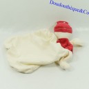 Doudou mouchoir chat SUCRE D'ORGE Cajou Rouge blanc 20 cm