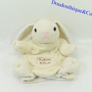 Doudou puppet rabbit STORY OF BEAR ivory pocket 22 cm