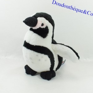 Peluche manchot NATURE PLANET pingouin gris noir 22 cm
