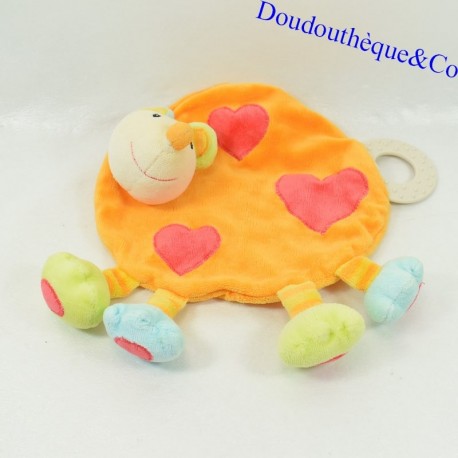 Flachdecke Maus BABYSUN orange Herzen Beißring 19 cm Flachdecke Maus BABYSUN orange Herzen Beißring 19 cm
