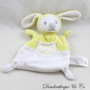 Doudou flaches Kaninchen Weizenkorn gelb weiß Taschenrechteck 24 cm