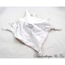 Doudou flaches Kaninchen KLEINES BOOT gestreift rosa weiß 4 Ecken geknüpfte Stoffe 22 cm