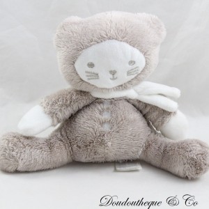 Gato de peluche TEX taupe pañuelo blanco sentado Encrucijada 14 cm