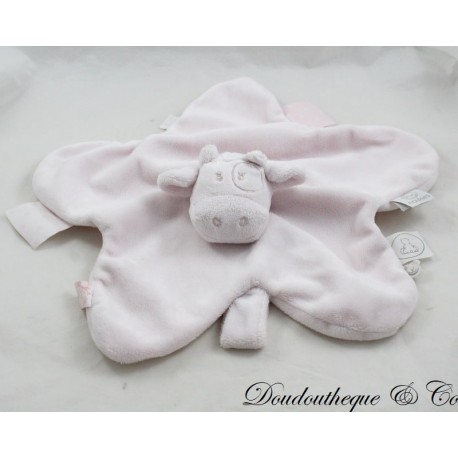 Doudou plat Lola vache NOUKIE'S Mix & Match étoile rose pâle 32 cm