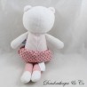 Doudou bambola orzo SUGAR rosa gatto cuore bianco 27 cm