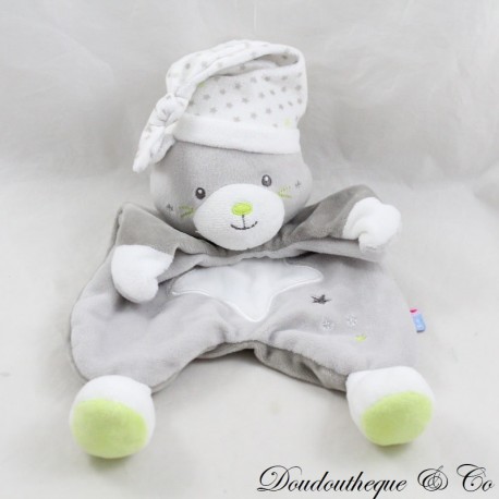 Doudou Flachkatze GERSTE ZUCKER Sterne Nachtmütze grau weiß 26 cm Doudou Flachkatze GERSTE ZUCKER Sterne Nachtmütze grau weiß 26 cm