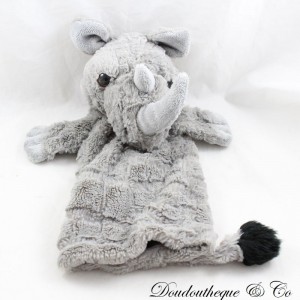 Doudou Handpuppe Nashorn THE PUPPET COMPANY grau schwarz lange Haare 35 cm