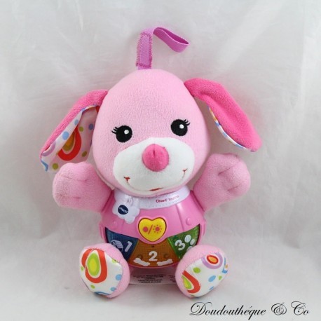 Peluche d'activité musicale chien VTECH Chant'toutou rose 21 cm