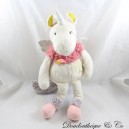 Plush Galipette unicorn MOULIN ROTY Lilou and Perlin pink beige wings in the back 37 cm