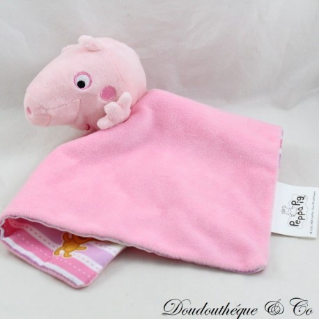 Flat cuddly toy pig Peppa Pig SAMBRO square pink printed fabrics 29 cm