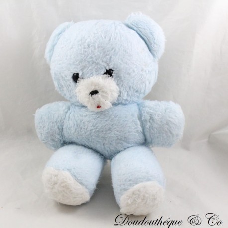 Peluche ours AJENA NOUNOURS bleu langue rouge tir e vintage 29 cm