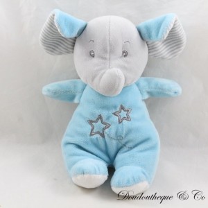 Peluche éléphant TOM & KIDDY bleu gris étoiles