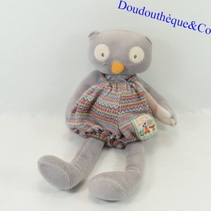 Peluche Isidore hibou MOULIN ROTY La Grande Famille salopette 28 cm