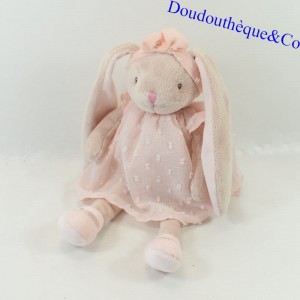 Conejo de felpa BUKOWSKI Lena vestido y diadema en tejido pluma 30 cm