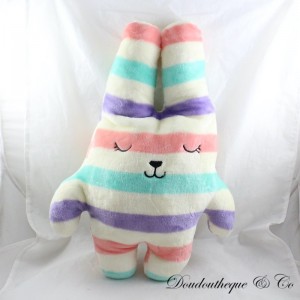 Peluche lapin rayures multicolores