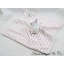 Doudou plat licorne PRIMARK lignes rayures rose Baby Comforter 31 cm