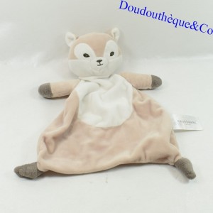 Fox flat cuddly toy SQUARE WHITE Beige and White Square 30 cm