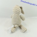Coniglio di peluche ZARA HOME strisce bianche beige lavorato a maglia 28 cm