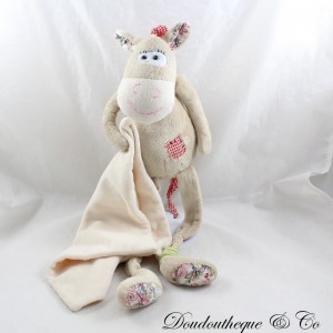 Doudou Kuh LA GALLERIA Bandana rotes Einstecktuch beige lange geblümte Beine 42 cm