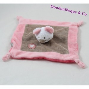 Flat blanket Capucine mouse BABY 9 white pink heart 21 cm Baby9