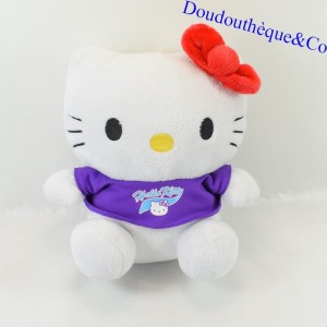 Peluche Hello Kitty SANRIO Tee Shirt violet noeud rouge 22 cm