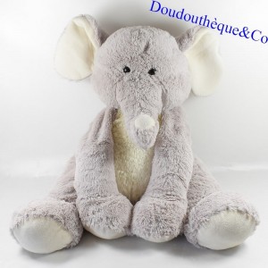 Large plush XXL elephant AUCHAN gray and white 65 cm