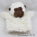 Doudou scimmia pupazzo NATURE PLANET bianco marrone 23 cm