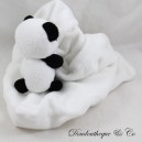 Doudou mouchoir panda ZEEMAN noir et blanc grelot 36 cm