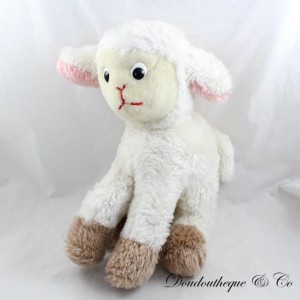 Vintage white brown sheep articulated plush
