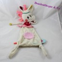 Doudou plat Louise la licorne LILLIPUTIENS beige rose 42 cm