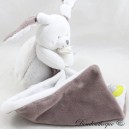 Doudou fazzoletto coniglio BABY NAT' pupazzo marrone bianco grigio con coperta BN0466